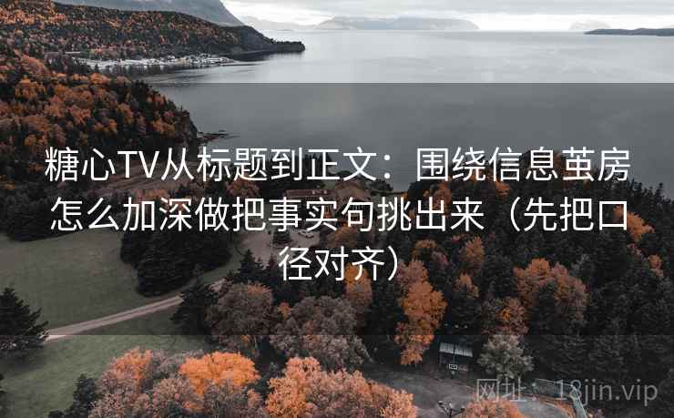糖心TV从标题到正文：围绕信息茧房怎么加深做把事实句挑出来（先把口径对齐）